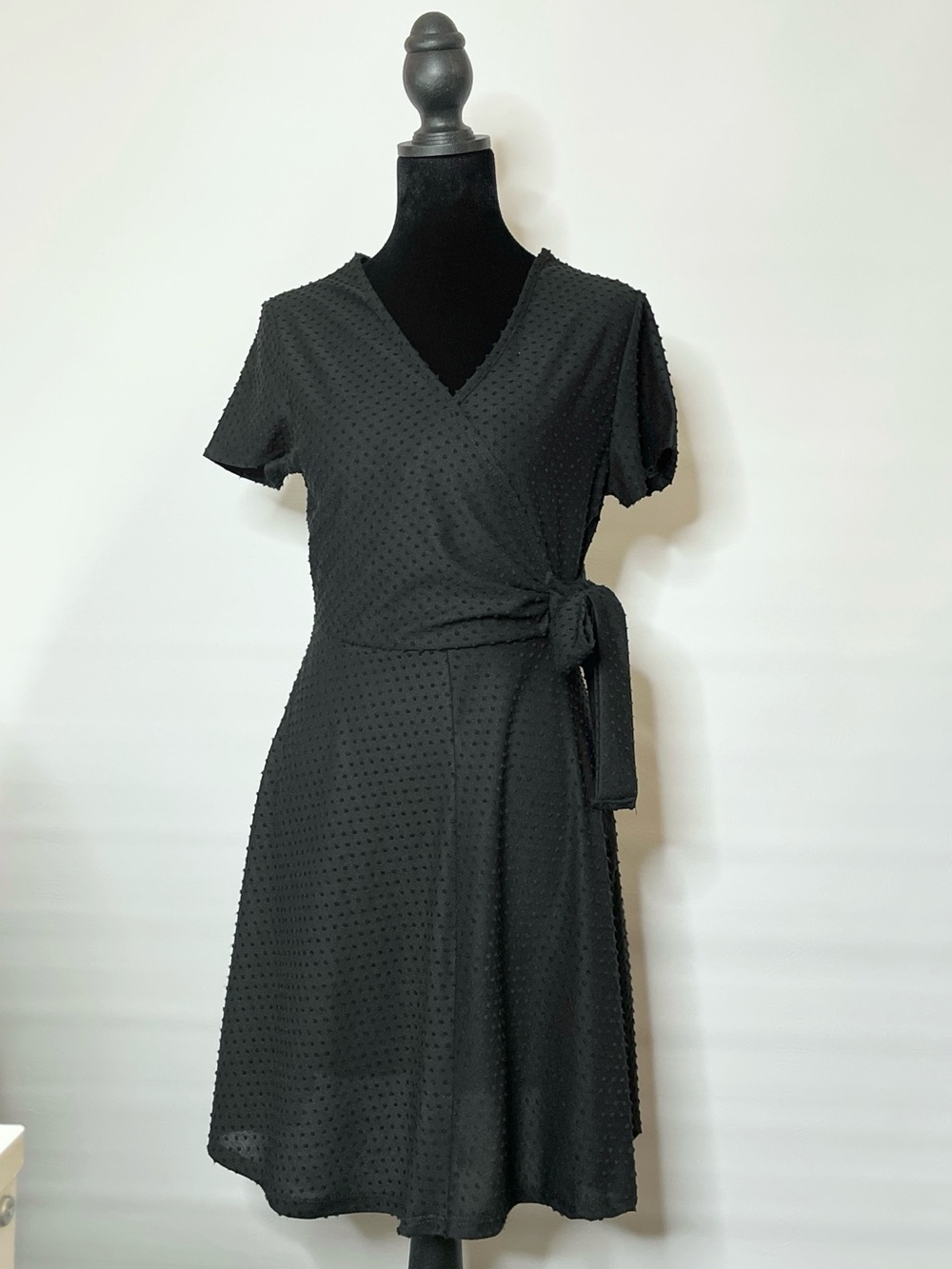 Rolla Coster Black Wrap V-Neck Dress Tie Waist Size S